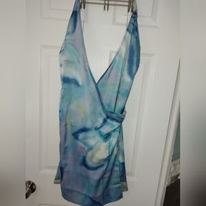 Blue and White Tie-Dye Butterfly Halter Dress XL NWT Kimchi Blue